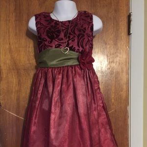 Burgundy/ olive suede style dress size:6X